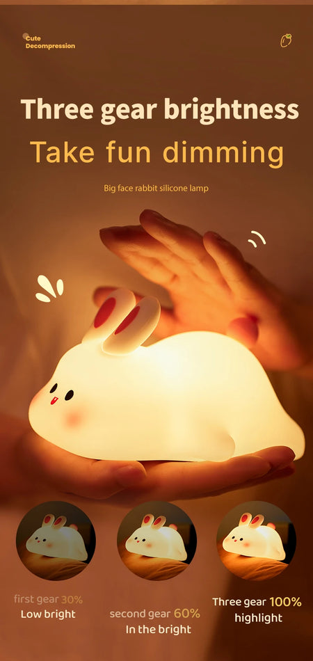 Children Lighting - Cute Rabbit Rechargeable Night Lamp Touch Sensor USB Light for Kids Gift SW-36210345 - SWEET-LIGHTS