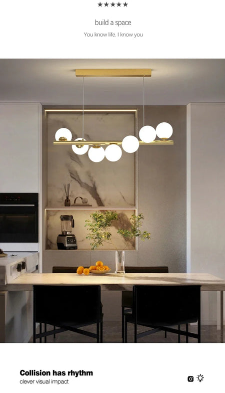 Pendant Light - Modern Led Long Ceiling Chandelier Glass Balls Dining Room Kitchen Hanging Lamp SW-36210345 - SWEET-LIGHTS