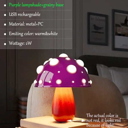 Table Lamp - Fly Amanita Mushroom Lamp with Dual Color LED G9 Bulb USB Rechargeable Desk Light SW-36210458 - SWEET-LIGHTS