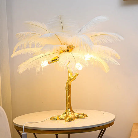 Table Lamp - Feather Table Lamp Bedroom Nordic Living Room Resin Ostrich Feather SW-36210345 - SWEET-LIGHTS