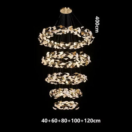 Chandelier - Round Ginko Leaf Staircase Light For Loft SW-36210789 - SWEET-LIGHTS