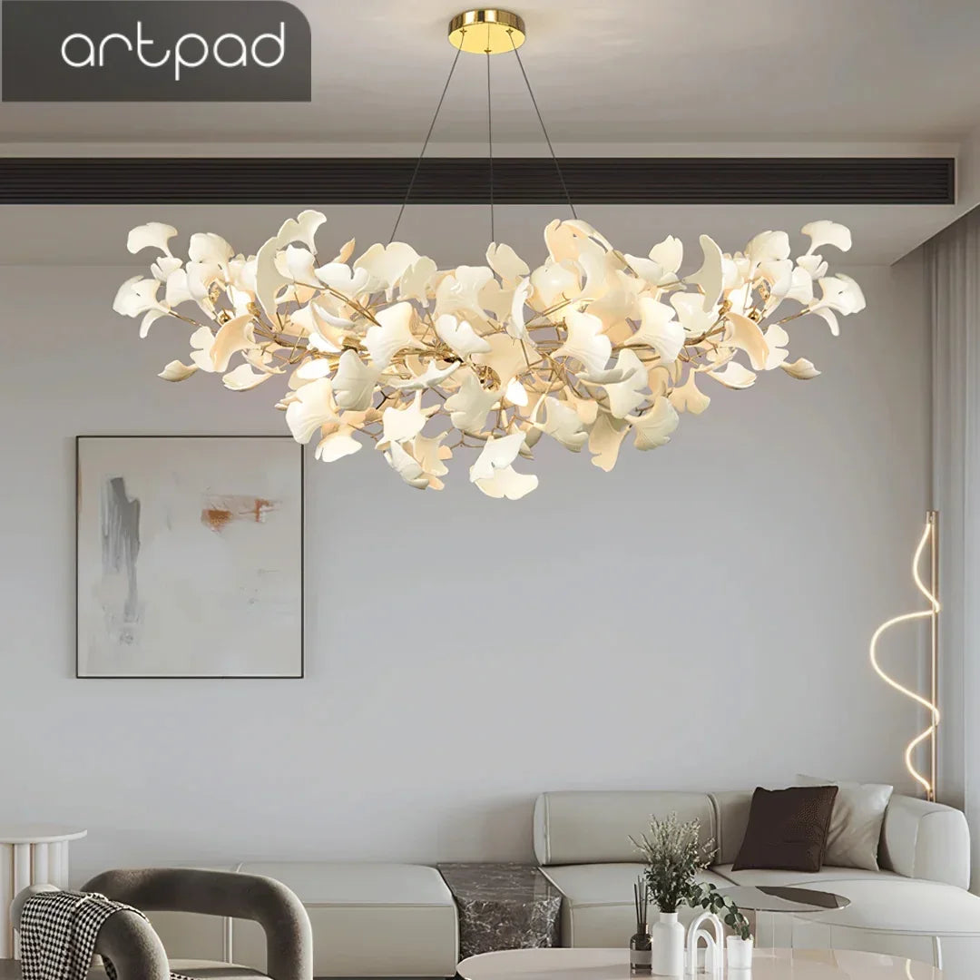 Chandelier - Nordic Modern Long Ginko Leaf Pendant Light for Living Room Dining Room Bedroom Kitchen SW-36210478 - SWEET-LIGHTS