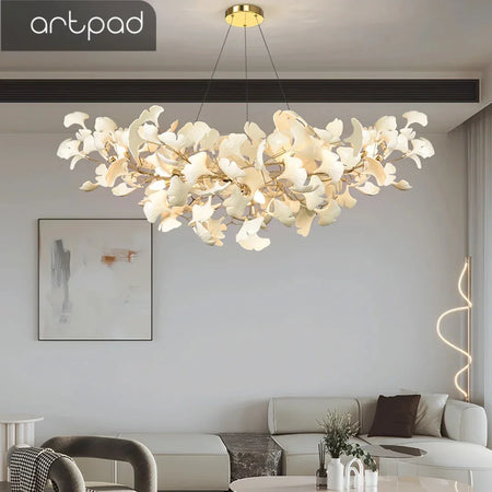 Chandelier - Nordic Modern Long Ginko Leaf Pendant Light for Living Room Dining Room Bedroom Kitchen SW-36210478 - SWEET-LIGHTS