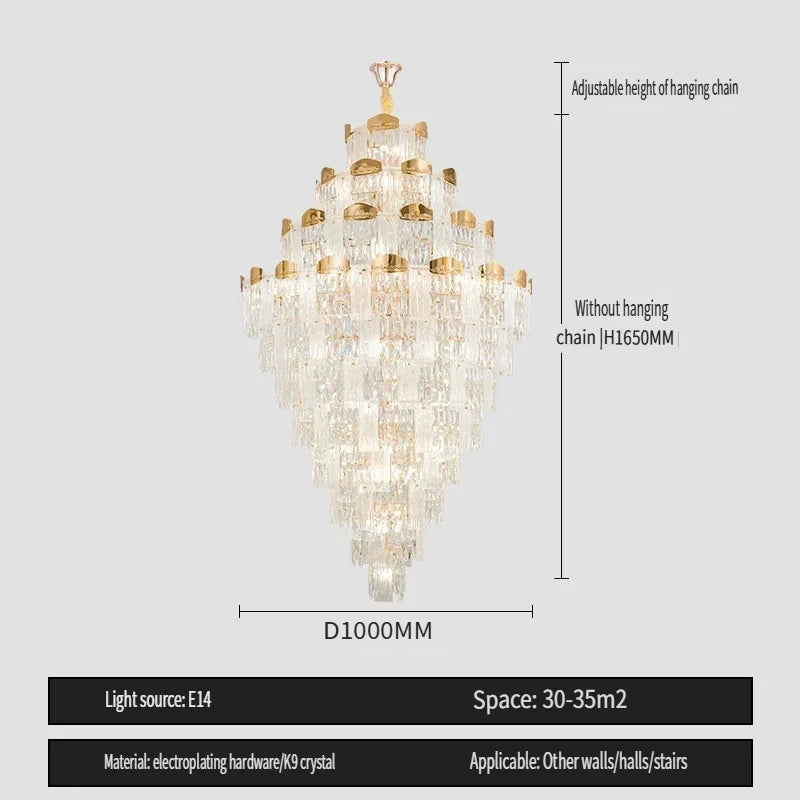 Chandelier - French Duplex High-End Crystal Lights For Luxury Living Room SW-36210789 - SWEET-LIGHTS