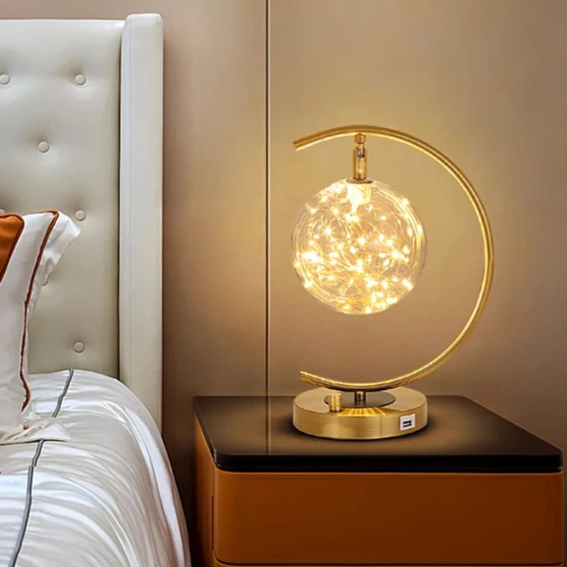 Table Lamp - Modern Simple Decorative Gold Black Heart Circle Warm Creative Metal Glass Lamp SW-36210345 - SWEET-LIGHTS