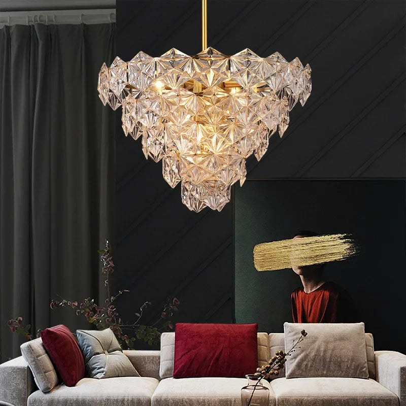 Chandelier - Modern Snow Glass Luxury for High-End Villa SW-36210478 - SWEET-LIGHTS