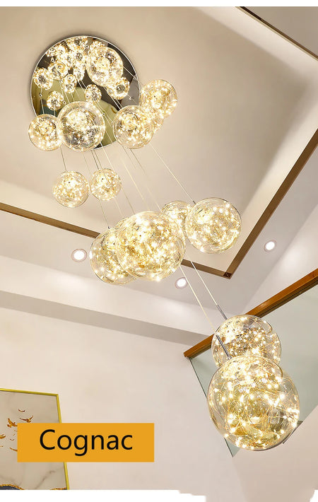 Pendant Light - Modern Led Chandelier Glass Ball Dimmable for Staircase Living Room SW-36210345 - SWEET-LIGHTS