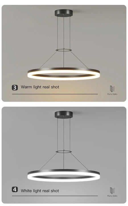 Pendant Light - Modern Minimalist Led Pendant Lamp For Living Room Bedroom Dining Kitchen Black Ring Chandelier SW-36210347 - SWEET-LIGHTS