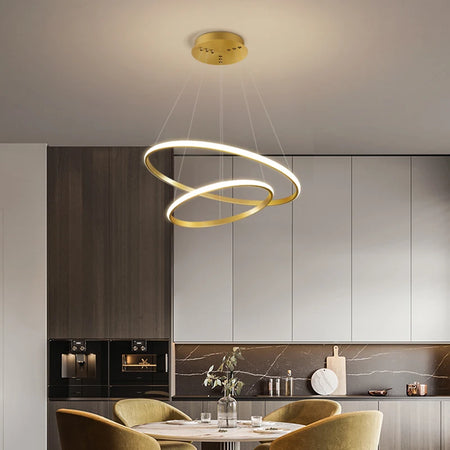 Pendant Light - Modern Pendant Lamp Led Rings Chandelier Black Loft Indoor Fixture SW-36210456 - SWEET-LIGHTS