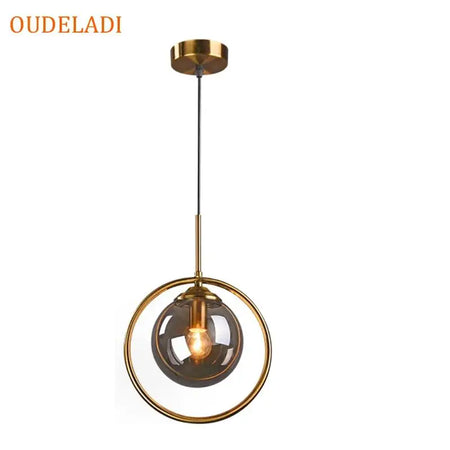 Pendant Light - Nordic Metal Ring Glass Ball Hanging Lamp SW-36210345 - SWEET-LIGHTS