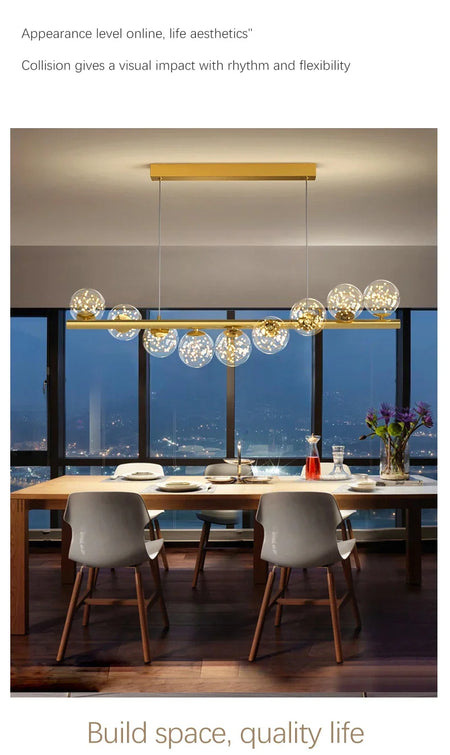 Pendant Light - Modern Led Long Ceiling Chandelier Glass Balls Dining Room Kitchen Hanging Lamp SW-36210345 - SWEET-LIGHTS