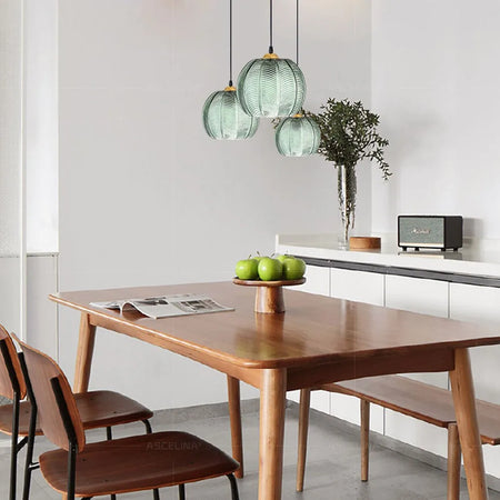 Pendant Light - Nordic Glass Green Leaf Pattern Fixture SW-36210789 - SWEET-LIGHTS
