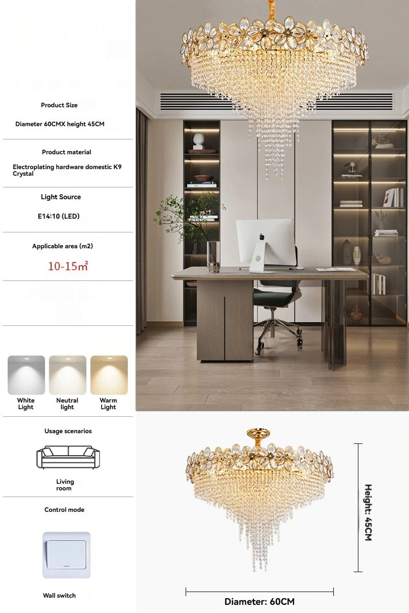 Chandelier - Modern Flower Crystal Tassel Ceiling Pendant Lights SW-36210347 - SWEET-LIGHTS