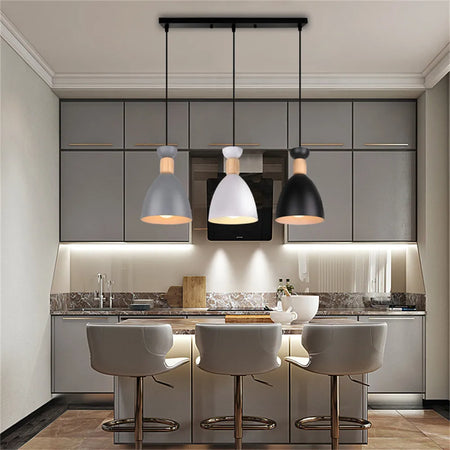Pendant Light - Modern 3 Heads Wood Aluminum Chandelier Black SW-36210478 - SWEET-LIGHTS