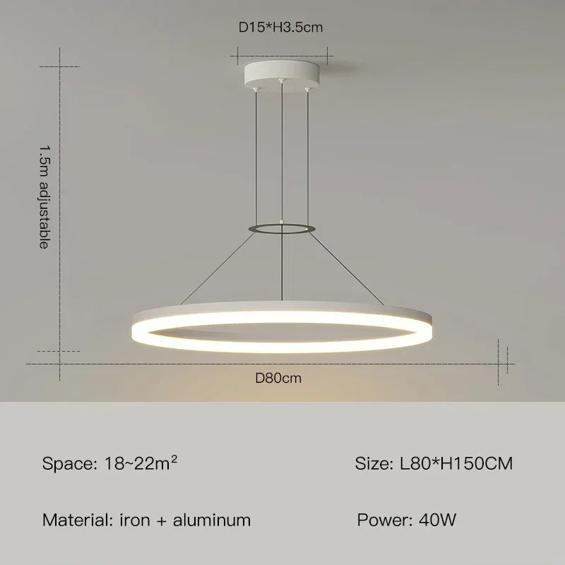 Pendant Light - Modern Minimalist Led Pendant Lamp For Living Room Bedroom Dining Kitchen Black Ring Chandelier SW-36210347 - SWEET-LIGHTS