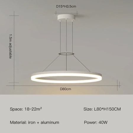 Pendant Light - Modern Minimalist Led Pendant Lamp For Living Room Bedroom Dining Kitchen Black Ring Chandelier SW-36210347 - SWEET-LIGHTS