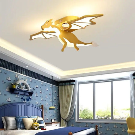 Children Lighting - Golden Dinosaur Fire Breathing Dragon Ceiling Lamps LED Children's Room Light Boy Bedroom Nursery SW-36210345 - SWEET-LIGHTS