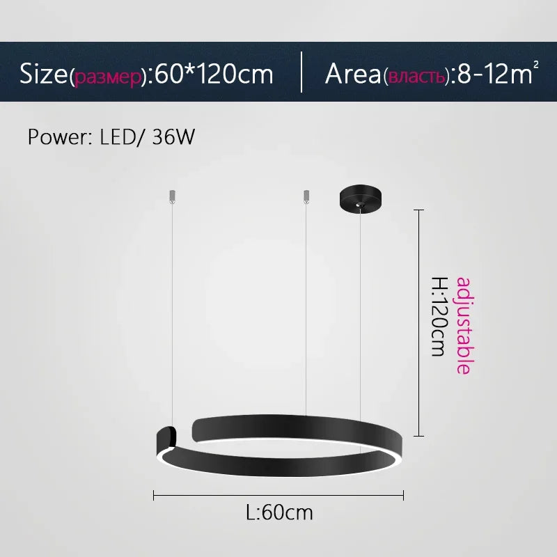Pendant Light - Nordic Ring Led Pendant Lamps Dimmable Black Gold Home Decor Fixture SW-36210345 - SWEET-LIGHTS