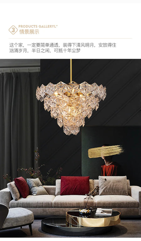 Chandelier - Modern Snow Glass Luxury for High-End Villa SW-36210478 - SWEET-LIGHTS
