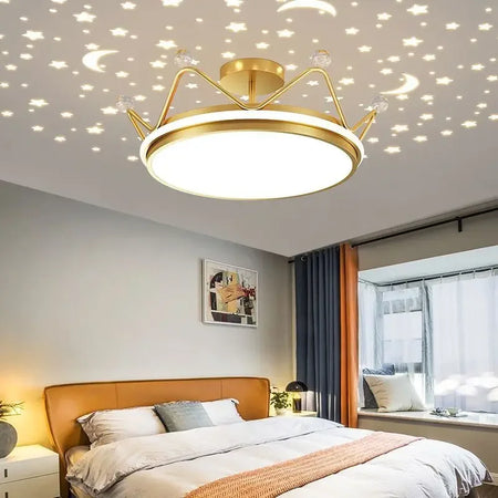 Children Lighting - Crown LED Dimmable Ceiling Chandelier Star And Moon Lamp Pendant Kids Room Decor SW-36210347 - SWEET-LIGHTS