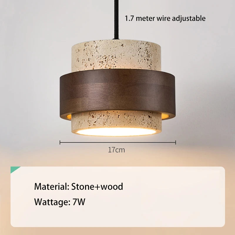 Pendant Light - Led Pendant Lamp Bedroom Chandelier Small Stone Wood Walnut Hanging Fixture SW-36210345 - SWEET-LIGHTS
