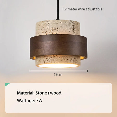 Pendant Light - Led Pendant Lamp Bedroom Chandelier Small Stone Wood Walnut Hanging Fixture SW-36210345 - SWEET-LIGHTS