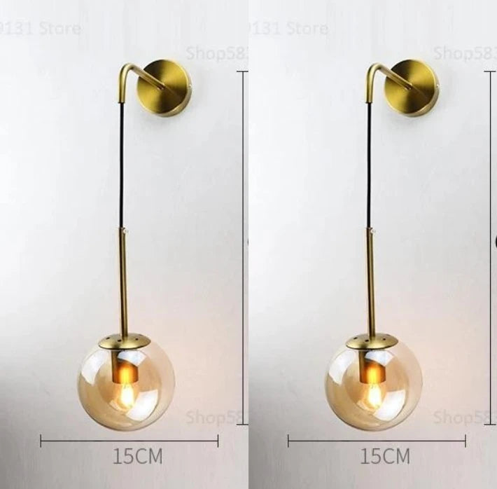 Wall Light - Nordic Modern Vintage Wall Lamps LED Glass Ball Mirror Bedroom Living Room Light Fixtures SW-36210345 - SWEET-LIGHTS