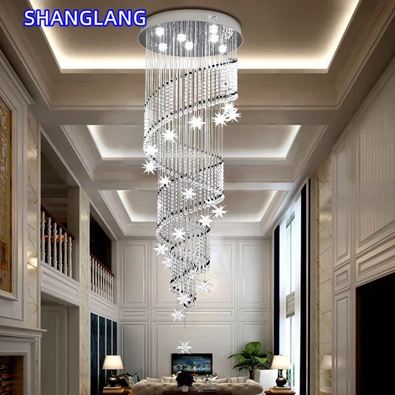 Chandelier - Modern Crystal Moon And Star Spiral Design For Lobby Stair Lighting SW-36210324 - SWEET-LIGHTS