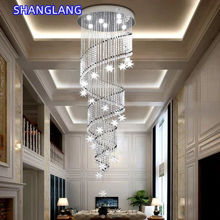 Chandelier - Modern Crystal Moon And Star Spiral Design For Lobby Stair Lighting SW-36210324 - SWEET-LIGHTS