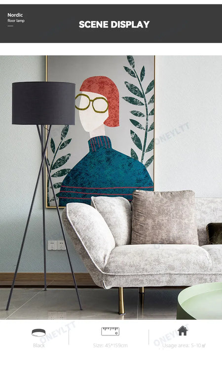 Floor Lamp - Scandinavian Fabric Led Tripod Design Light SW-36210347 - SWEET-LIGHTS