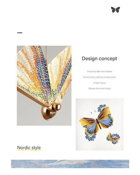 Pendant Light - Nordic Colorful Butterfly LED Pendant Lamps for Home Bedroom Living Room Indoor Golden Lighting SW-36210478 - SWEET-LIGHTS