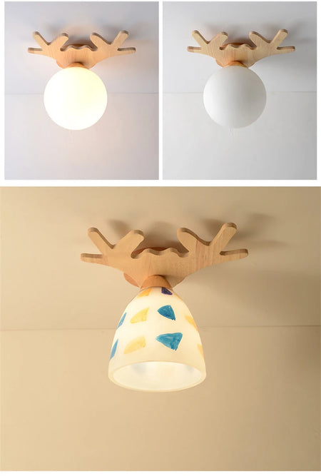 Ceiling Light - Modern Glass Lamp with Wooden Frame for Living Room Dining Kitchen SW-36210457 - SWEET-LIGHTS