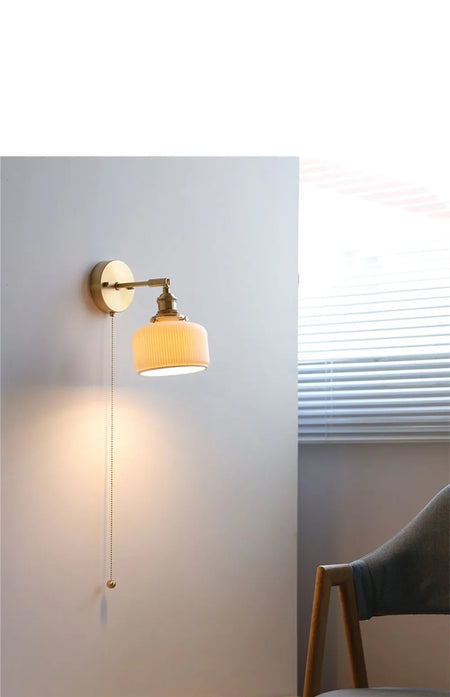Wall Light - Modern White Ceramic Wall Mounted Lamps for Hotel Bedroom Bedside Pull Switch Sconce Nordic Hallway Aisle SW-36210458 - SWEET-LIGHTS