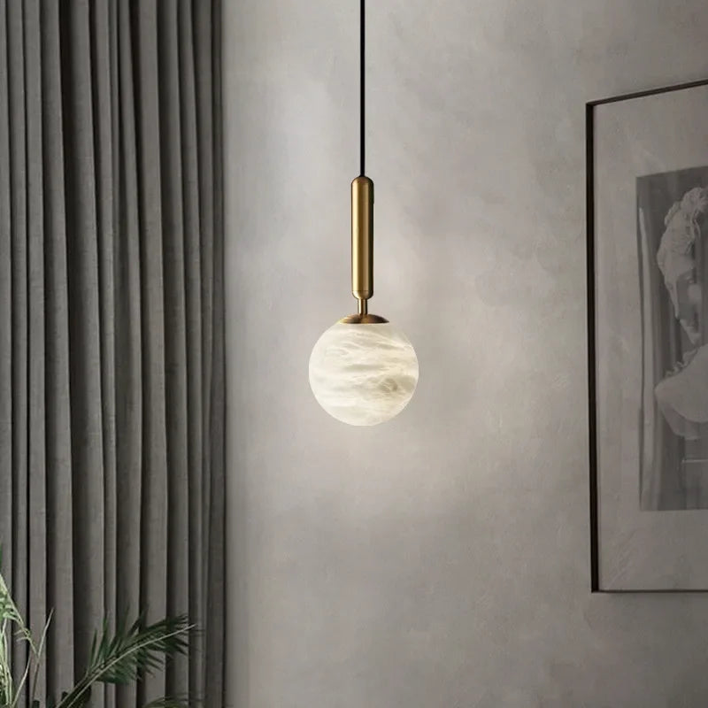 Pendant Light - Modern Marble All Copper Single Head Lamp SW-36210789 - SWEET-LIGHTS