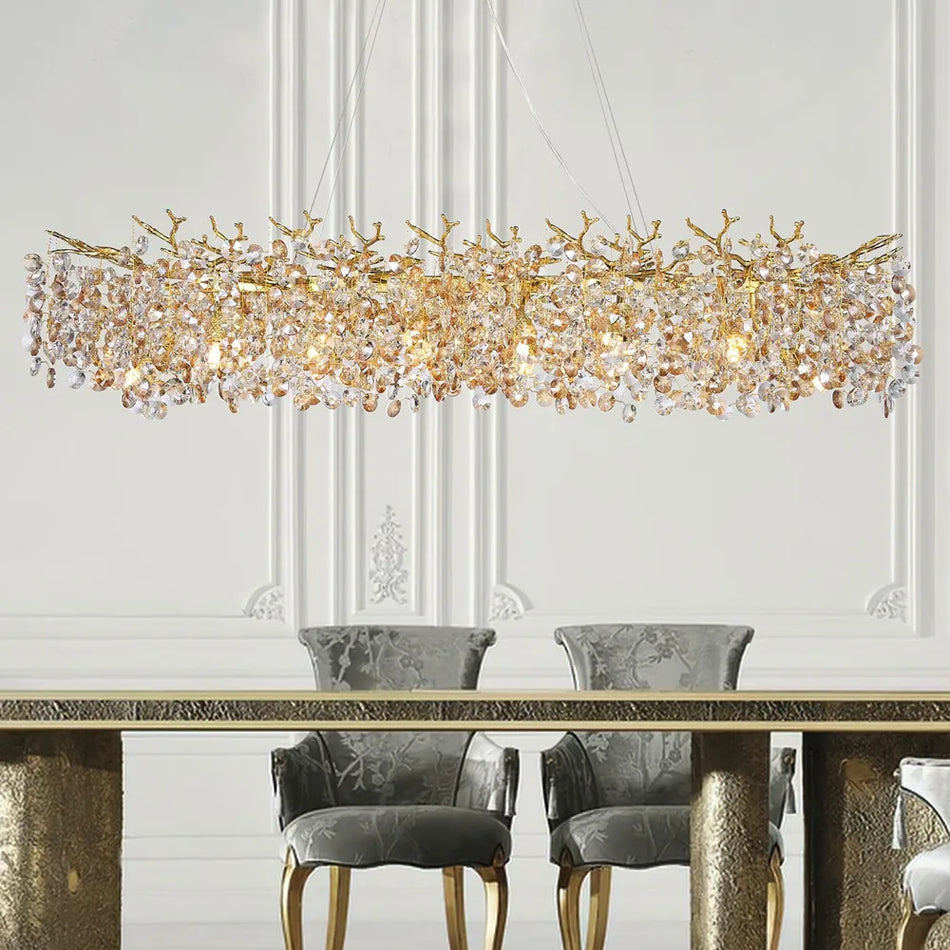 Chandelier - Modern Rectangle Crystal Pendant for Dining Room SW-36210579 - SWEET-LIGHTS