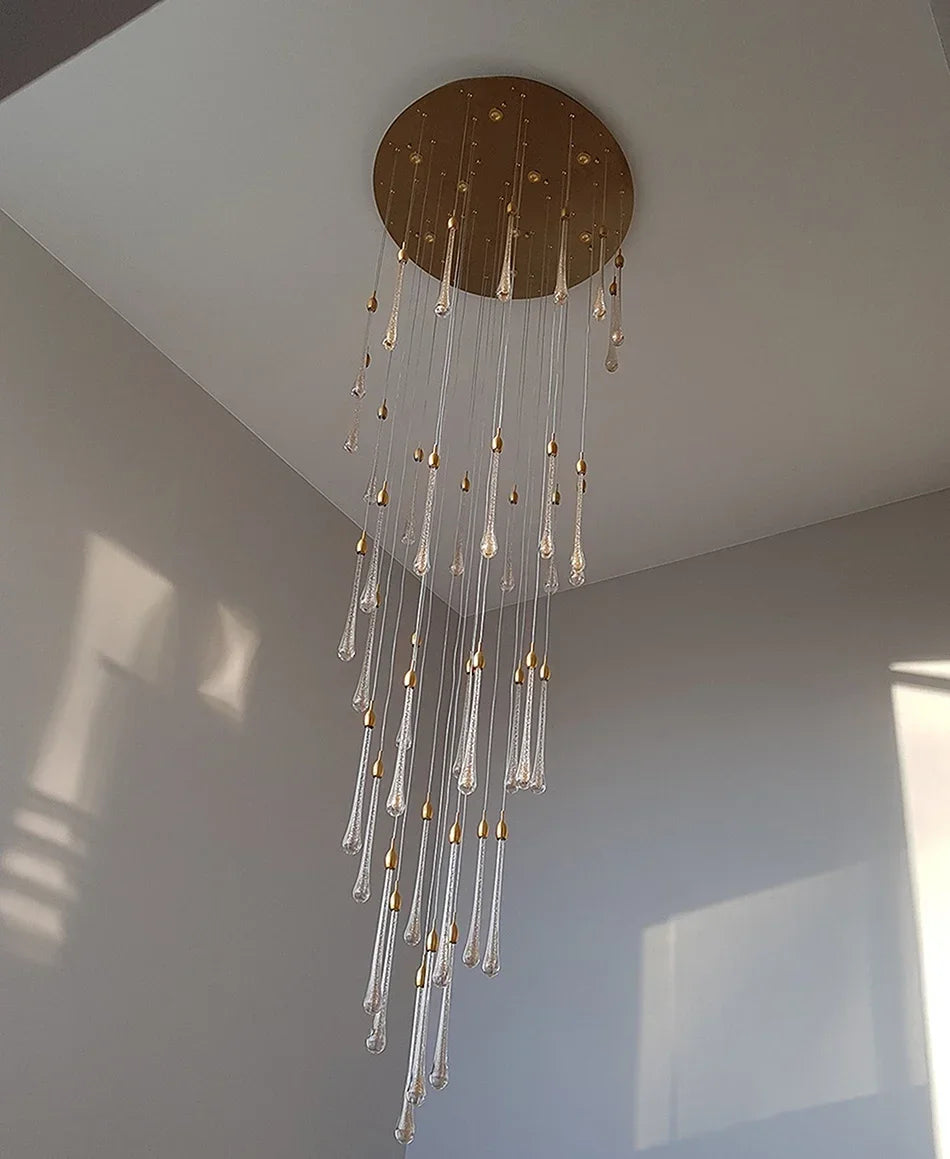 Chandelier - Modern Crystal LED Chandelier Gold Long Stair Fixtures SW-36210354 - SWEET-LIGHTS