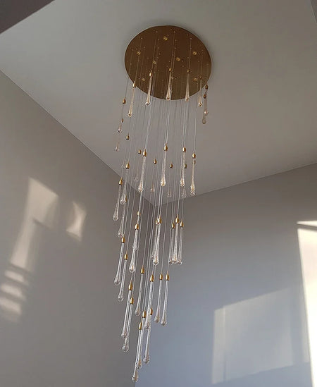 Chandelier - Modern Crystal LED Chandelier Gold Long Stair Fixtures SW-36210354 - SWEET-LIGHTS