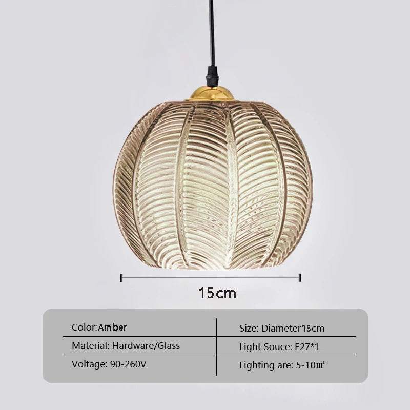 Pendant Light - Nordic Glass Green Leaf Pattern Fixture SW-36210789 - SWEET-LIGHTS