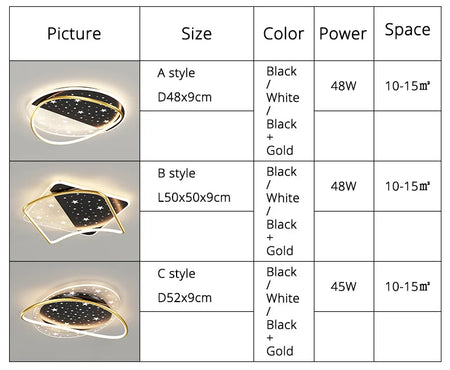 Ceiling Light - New Modern LED Black/Gold with Remote Control SW-36210678 - SWEET-LIGHTS