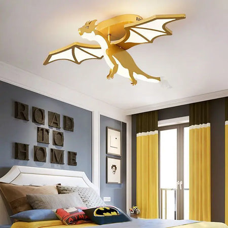 Children Lighting - Golden Dinosaur Fire Breathing Dragon Ceiling Lamps LED Children's Room Light Boy Bedroom Nursery SW-36210345 - SWEET-LIGHTS