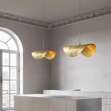 Pendant Light - Lotus Leaf Minimalist Hammered Brass Lamp SW-36210345 - SWEET-LIGHTS