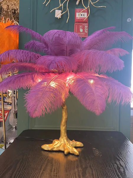 Table Lamp - Feather Table Lamp Bedroom Nordic Living Room Resin Ostrich Feather SW-36210345 - SWEET-LIGHTS