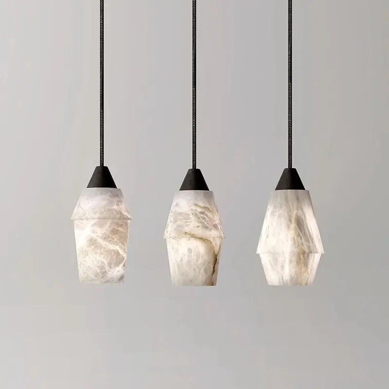 Pendant Light - Natural Marble Alabaster Copper Chandelier SW-36210349 - SWEET-LIGHTS