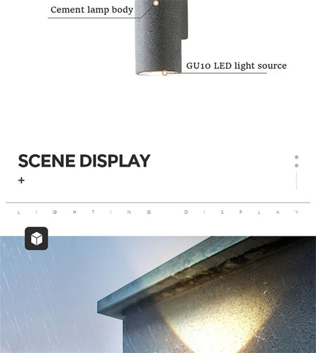 Outdoor Light - Industrial Concrete Wall Light Outdoor Waterproof Villa Garden Double Head Sconce Spotlight LED SW-36210345 - SWEET-LIGHTS