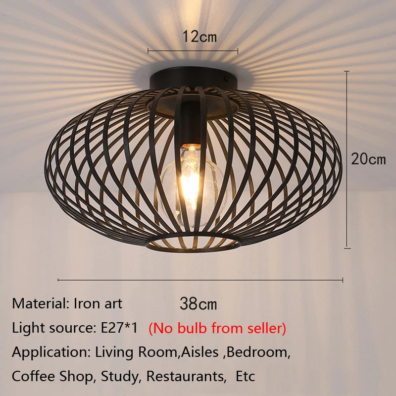 Ceiling Light - Bedroom Living Room Restaurant Kitchen Iron Mesh Black Retro Lamp SW-36210348 - SWEET-LIGHTS