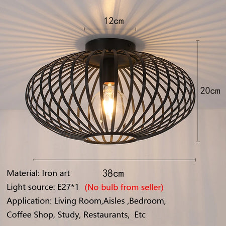 Ceiling Light - Bedroom Living Room Restaurant Kitchen Iron Mesh Black Retro Lamp SW-36210348 - SWEET-LIGHTS