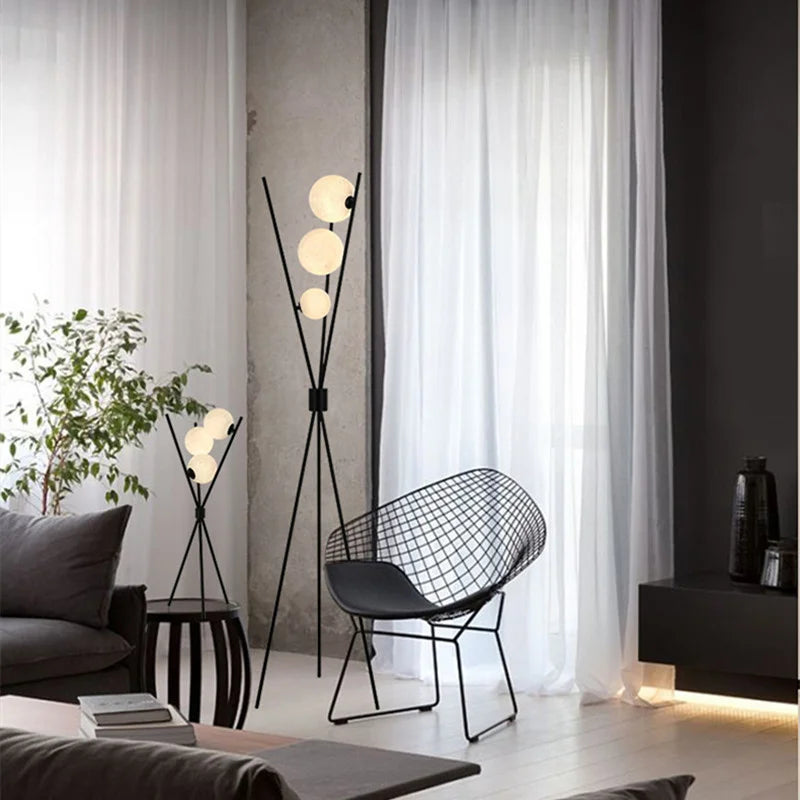 Floor Lamp - Artpad Nordic Black Tripod 3D Moon Shade SW-36210789 - SWEET-LIGHTS
