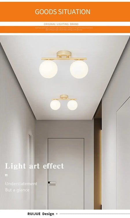 Ceiling Light - Nordic LED Iron Glass Lamp Gold Corridor Aisle SW-36210789 - SWEET-LIGHTS
