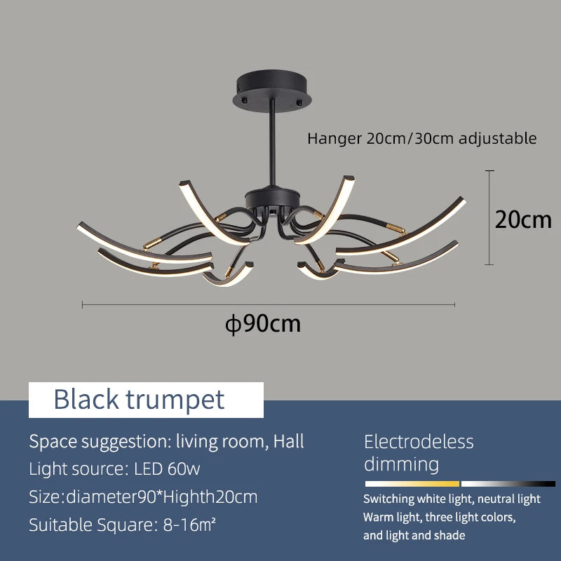Ceiling Light - MDWELL Matte Black/White Modern LED Ceiling Lights for Living Room Bedroom Adjustable Lamp SW-36210345 - SWEET-LIGHTS