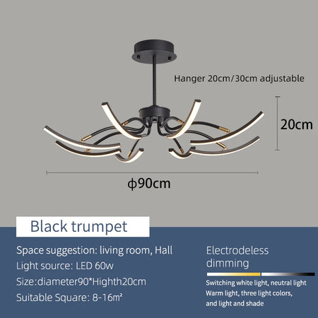Ceiling Light - MDWELL Matte Black/White Modern LED Ceiling Lights for Living Room Bedroom Adjustable Lamp SW-36210345 - SWEET-LIGHTS
